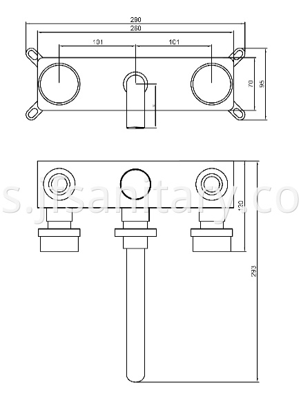 Size Of Double Handle In Wall Basin Faucets